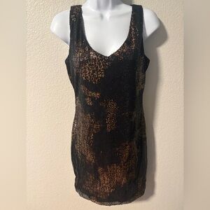 Symphony Black and Gold Sequin Mini Dress